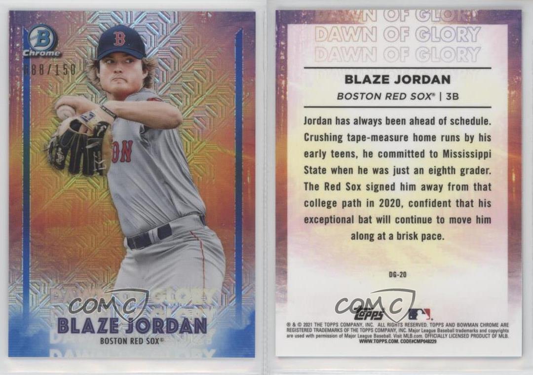 2021 Bowman Chrome Blaze Jordan Blue Refractor /150 Mojo Mega Box Dawn of Glory