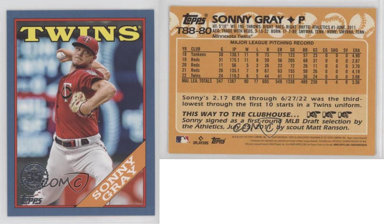 2023 Topps Series 1 Sonny Gray 1988 #T88-80 Minnesota Twins QTY