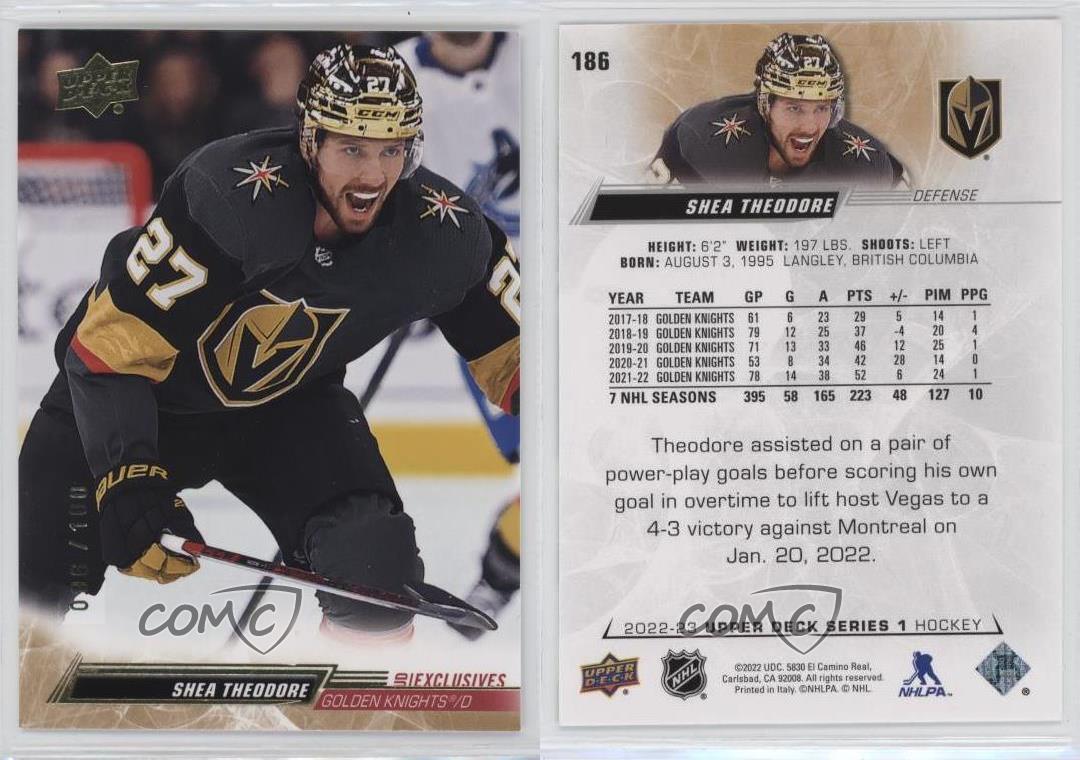 2022-23 Upper Deck Série 1 Exclusivités UD /100 Shea Theodore boutiques #186