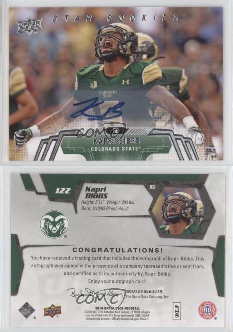 2014 Upper Deck Star Rookies Auto Kapri Bibbs #122 Rookie Auto RC - Bild 3 von 4