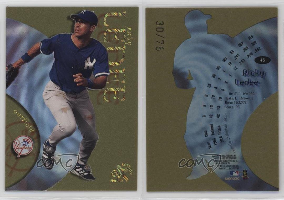 1999 EX Century Essential Credentials Future /76 Ricky Ledee #45 - Foto 3 di 3