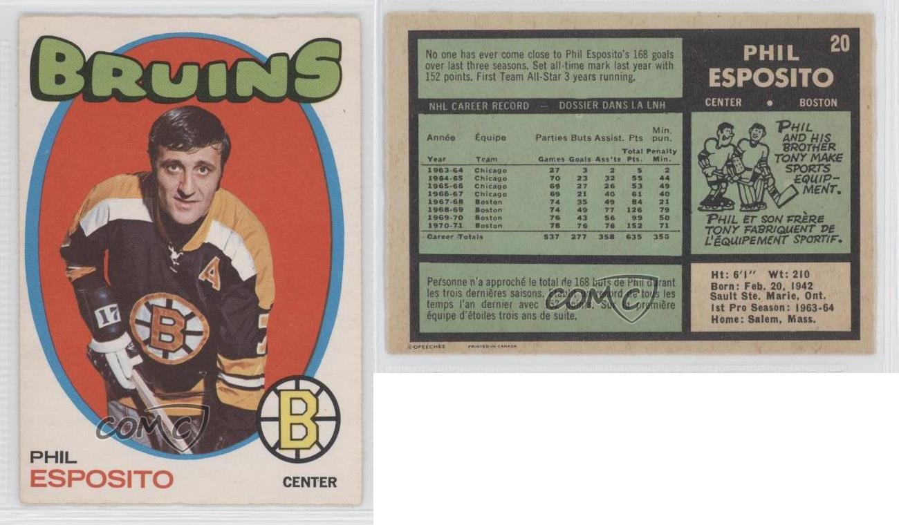 1971-72 O-Pee-Chee Phil Esposito #20 HOF