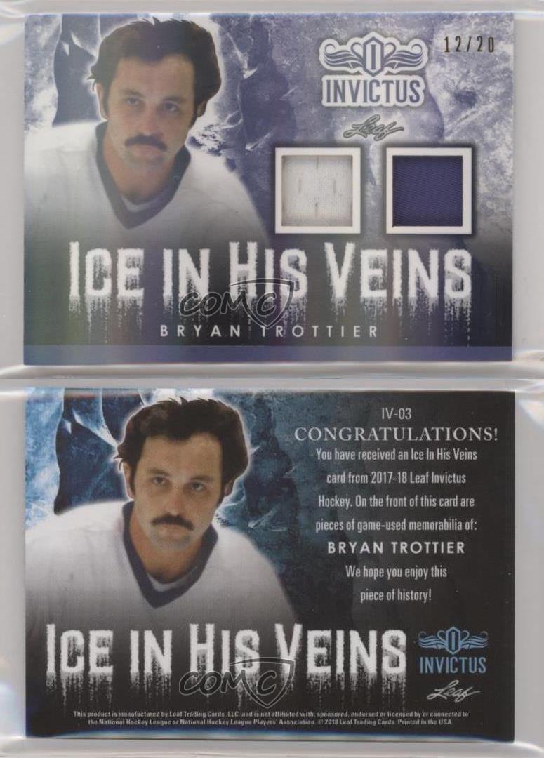2017-18 Leaf Invictus Ice in His Veins /20 Bryan Trottier #IV-03 HOF - Picture 3 of 3