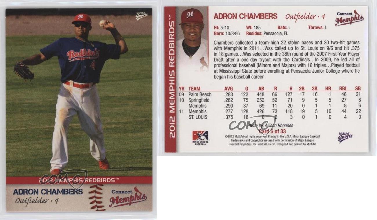 2012 MultiAd Sports Memphis Redbirds Adron Chambers #5 Rookie RC