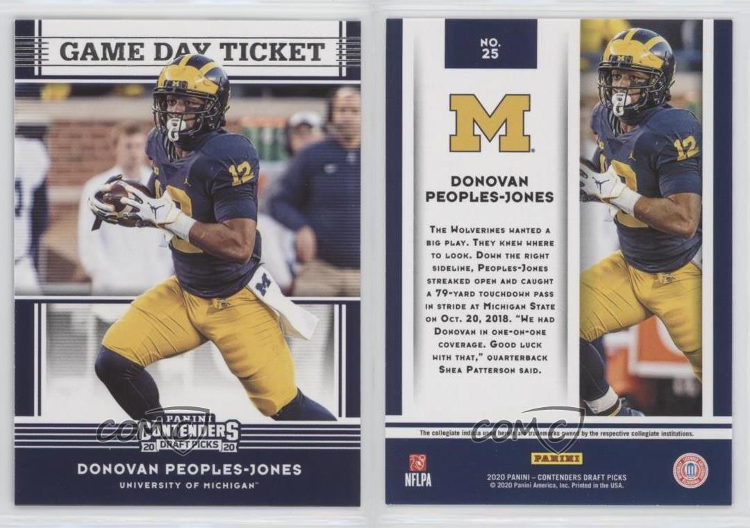 2020 Panini Contenders Draft Picks Game Day Tickets Donovan Peoples-Jones #25 Rookie Card