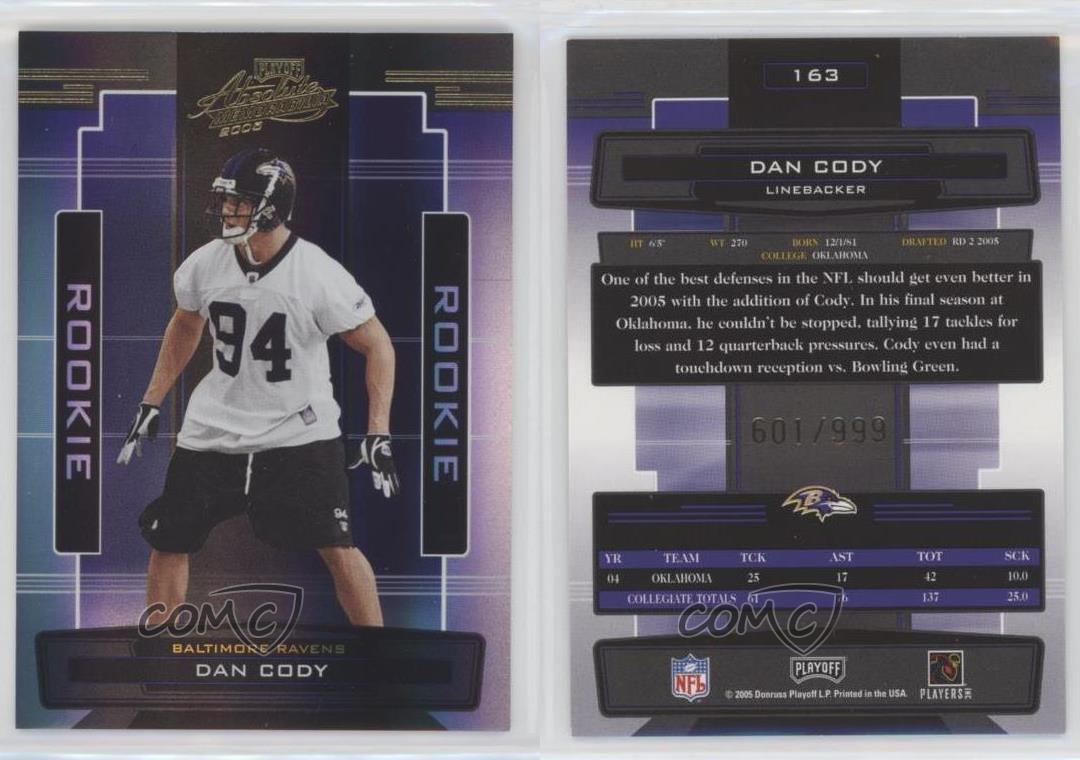 2005 Playoff Absolute Memorabilia Dan Cody RC #163 Rookie /999