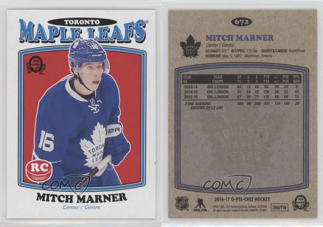 2016 Upper Deck O-Pee-Chee Update Marquee Rookies Retro Mitch Marner Rookie RC