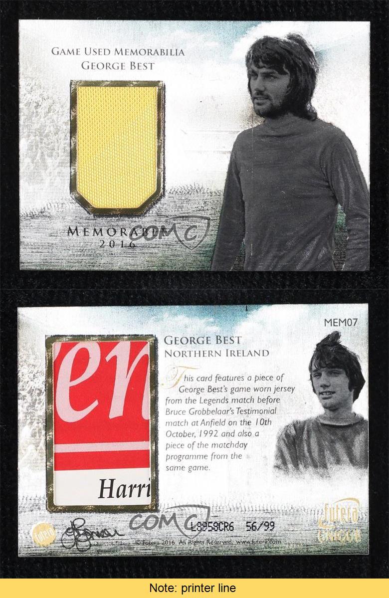 2016 économies Futera souvenir unique mémorable /99 George Best #MEM07