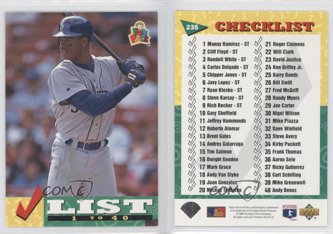 1994 Upper Deck Fun Pack 235 Ken Griffey Jr Seattle Mariners Jr