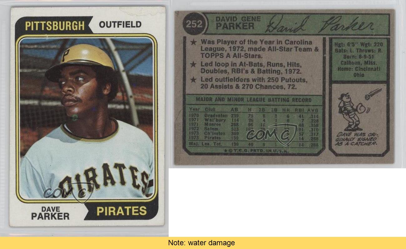 1974 Topps #252 Dave Parker Pittsburgh Pirates RC Rookie Baseball Card ...