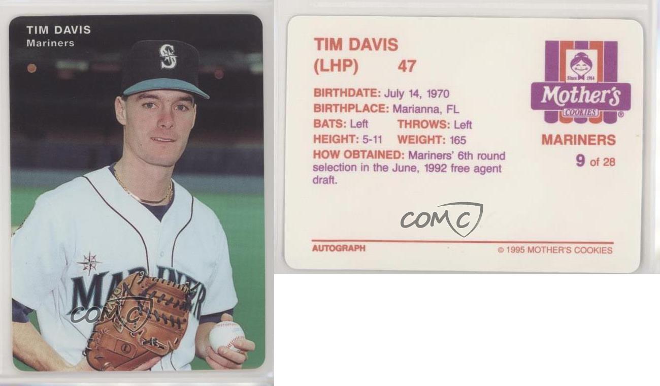 1995 Mother's Cookies Seattle Mariners Stadium Giveaway Tim Davis #9 - Picture 4 of 4