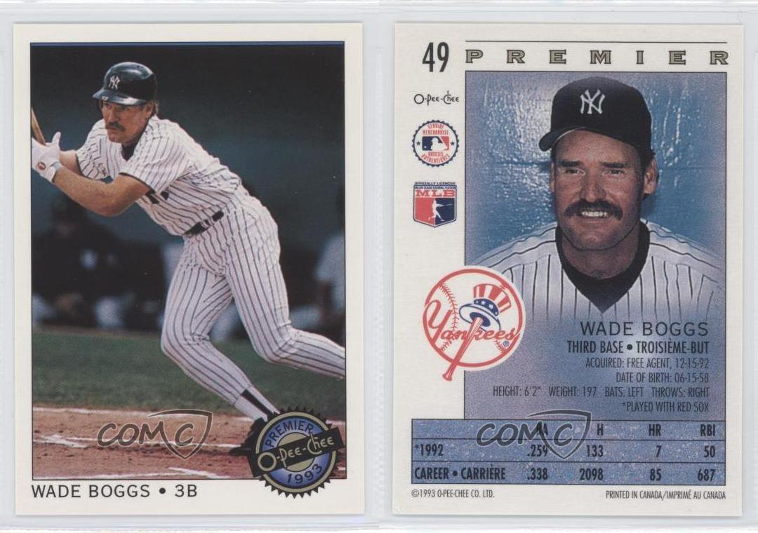 1993 O-Pee-Chee Premier #49 Wade Boggs New York Yankees