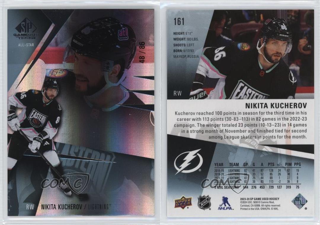 Gioco Upper Deck SP 2023-24 usato All-Stars /86 Nikita Kucherov #161 - Foto 3 di 3