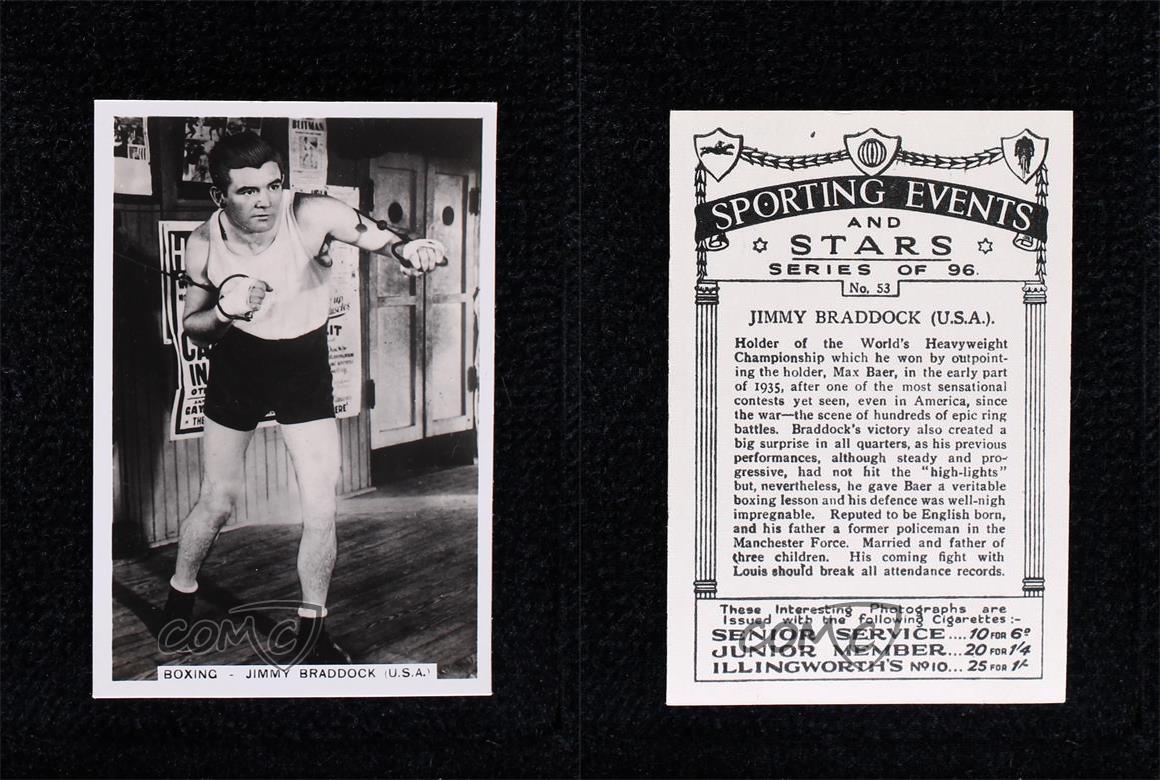 1935 Senior Service Sporting Events and Stars Tobacco Jimmy Braddock #53 - Picture 4 of 4