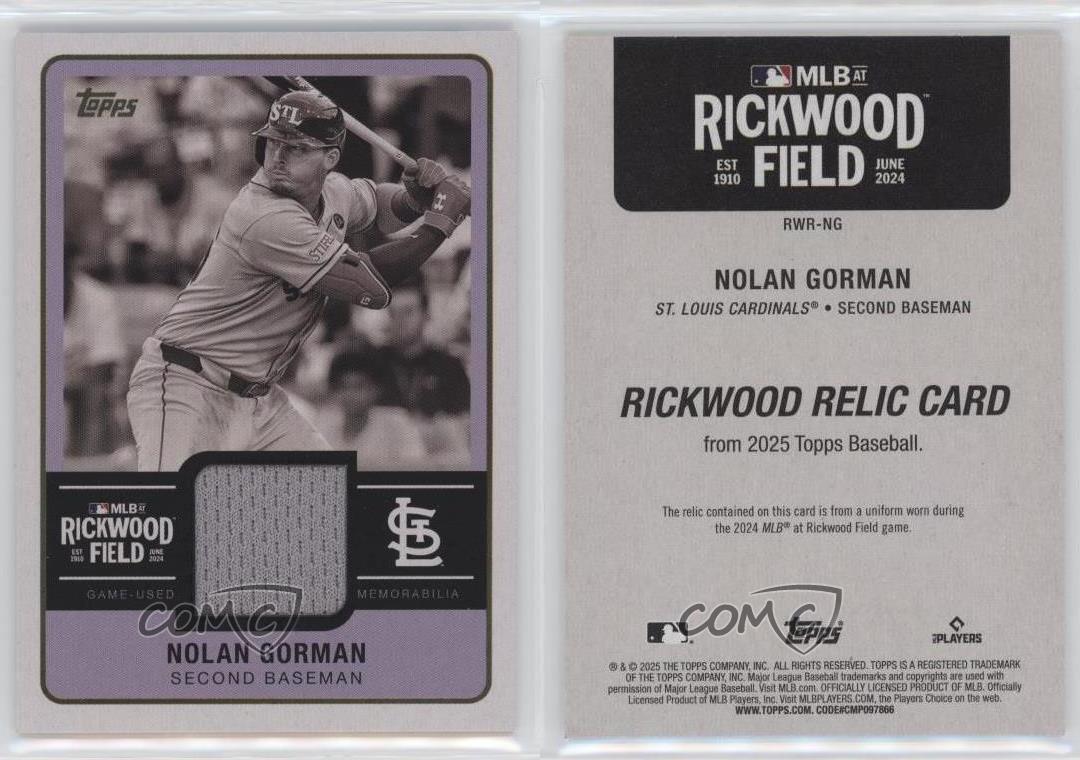 Colección de reliquias de Rickwood serie 1 Topps 2025 Nolan Gorman #RWR-NG - Imagen 4 de 4