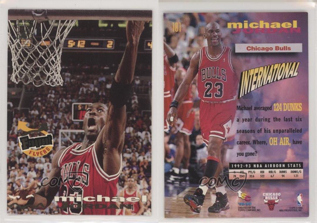 1993-94 Topps Stadium Club Frequent Flyers Michael Jordan #181 HOF | eBay