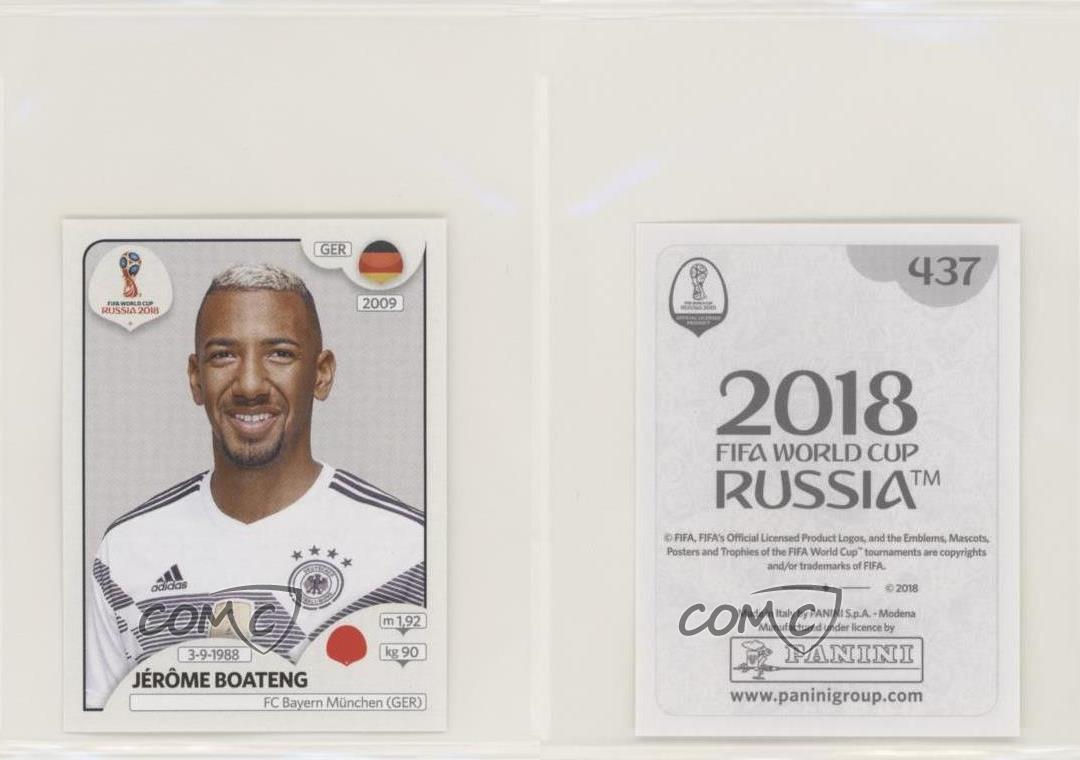 Panini Sticker Fußball WM 2018 Russia Nr 437 Jerome Boateng GER Bild NEU 