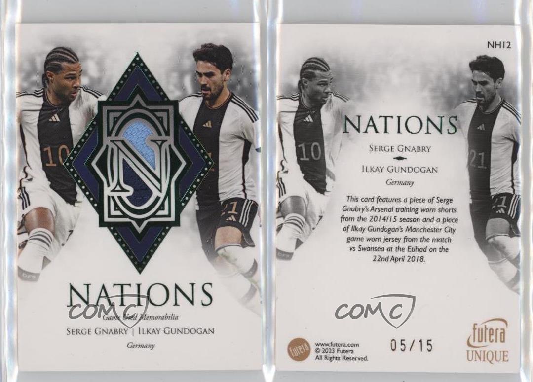 Futera 2023 Unique World Football Emeraude économies /15 Serge Gnabry Ilkay Gundogan #NH12