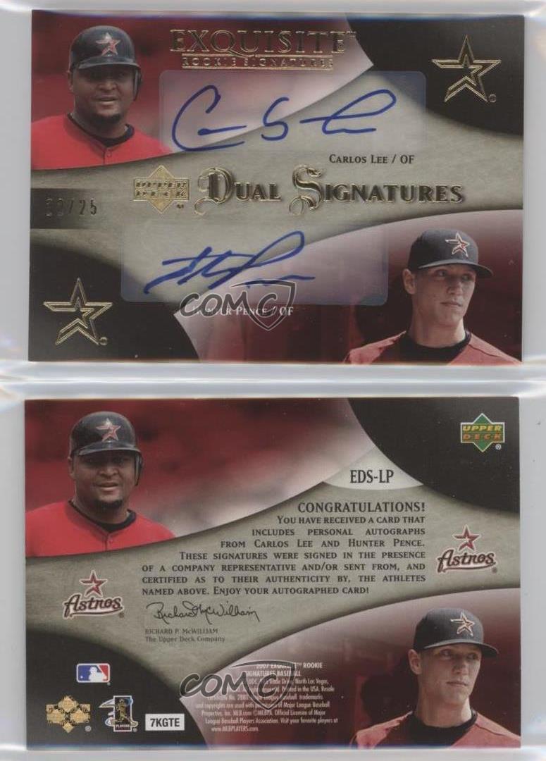 2007 Exquisite Rookie Signatures Dual Gold /25 Carlos Lee Hunter Pence Auto - Zdjęcie 3 z 3