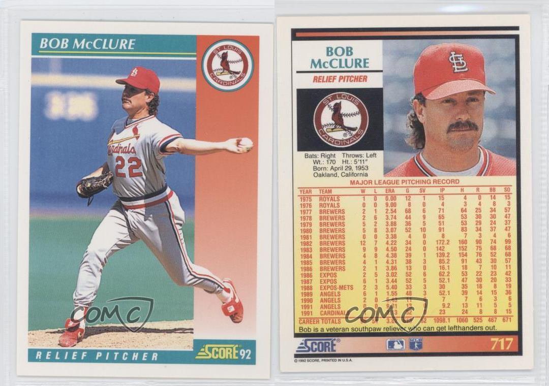 1992 Score #717 Bob McClure St. Louis Cardinals Baseball Card | eBay