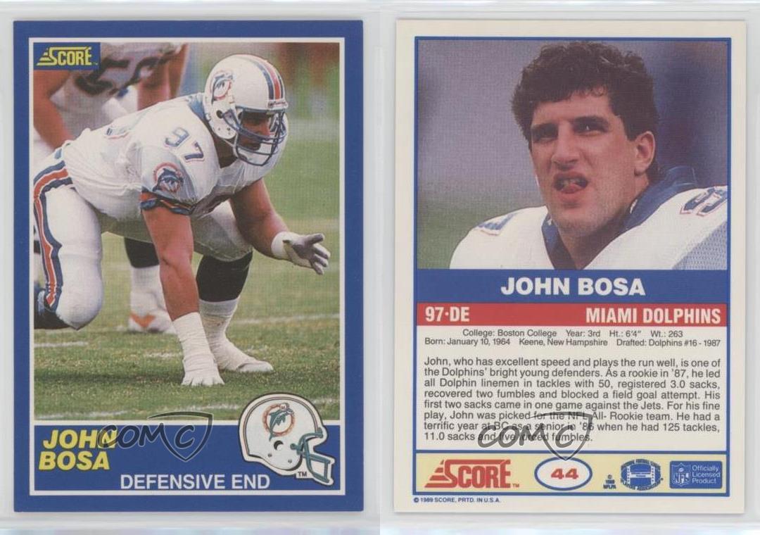 John Bosa 1989 Score #44 Miami Dolphins Nick & Joey Bosa Father