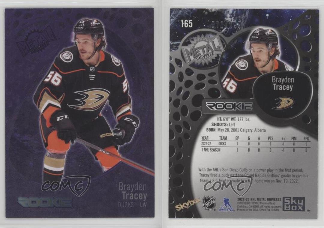 2022-23 Skybox Metal Universe - Rookies Purple Spectrum FX #165 Brayden Tracey /199 (RC)