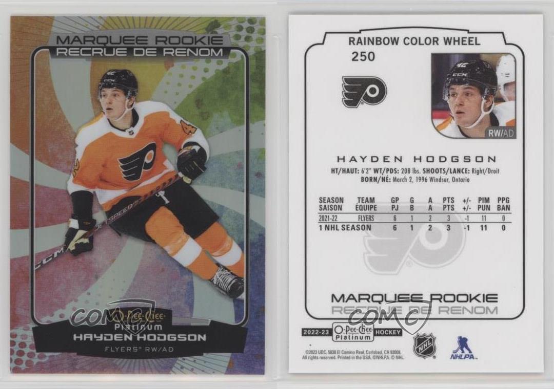 2022-23 O-Pee-Chee Platinum Rainbow Color Wheel Hayden Hodgson #250 Rookie RC