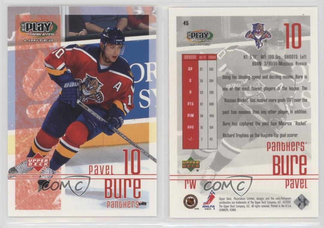  (CI) Pavel Bure Hockey Card 2001-02 UD Playmakers (base) 45 Pavel  Bure : Collectibles & Fine Art