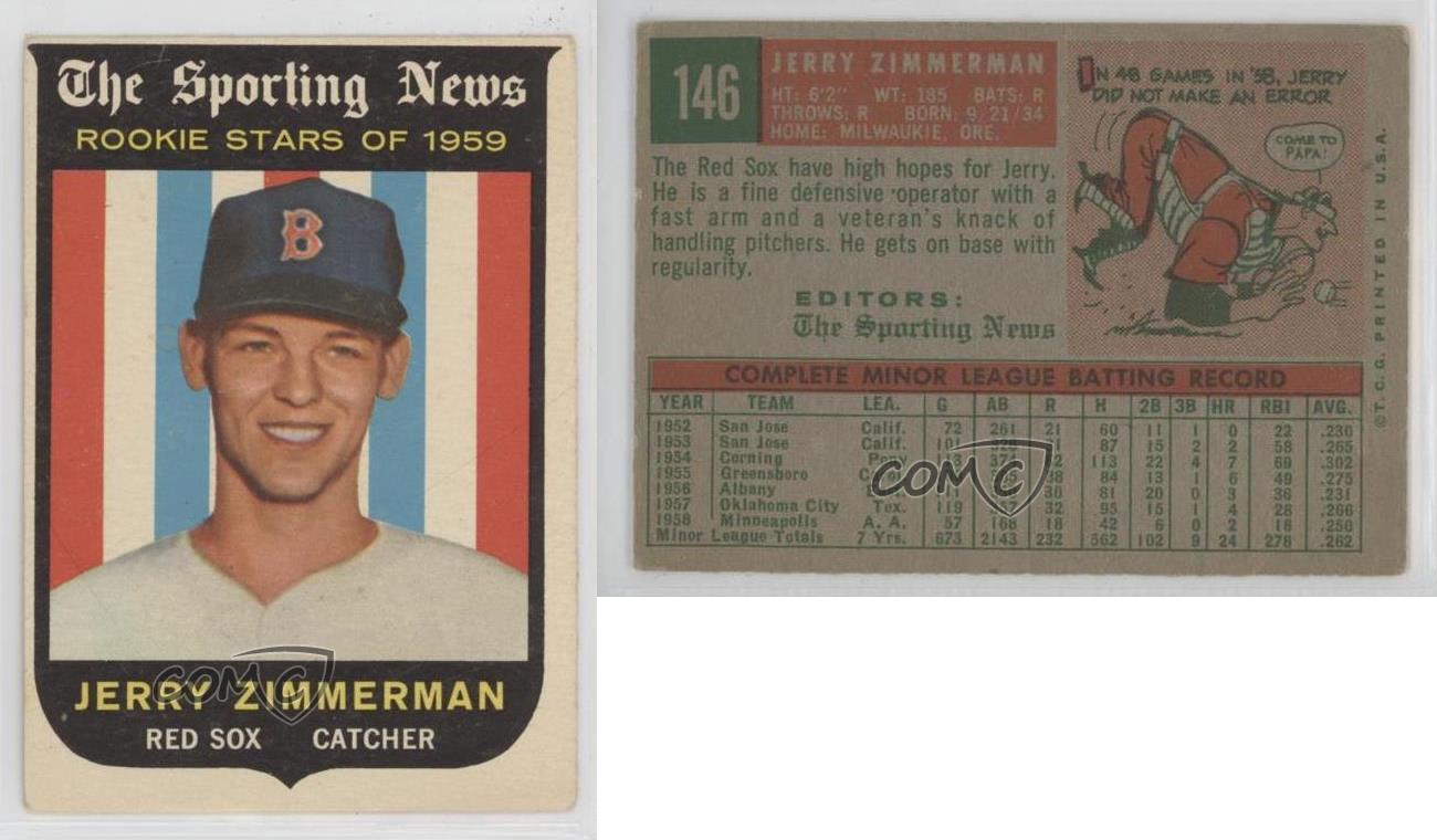 1959 Topps Sporting News Rookie Stars Jerry Zimmerman #146 Rookie RC