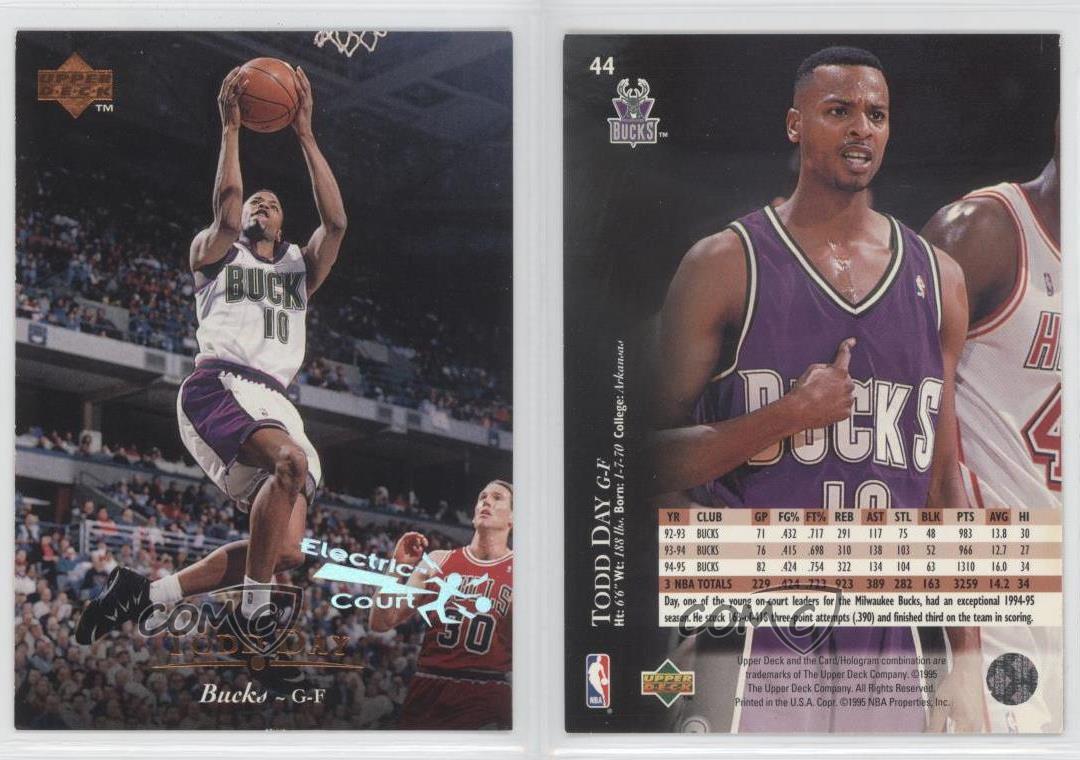 1995-96 Upper Deck Electric Court #44 Todd Day Milwaukee Bucks ...