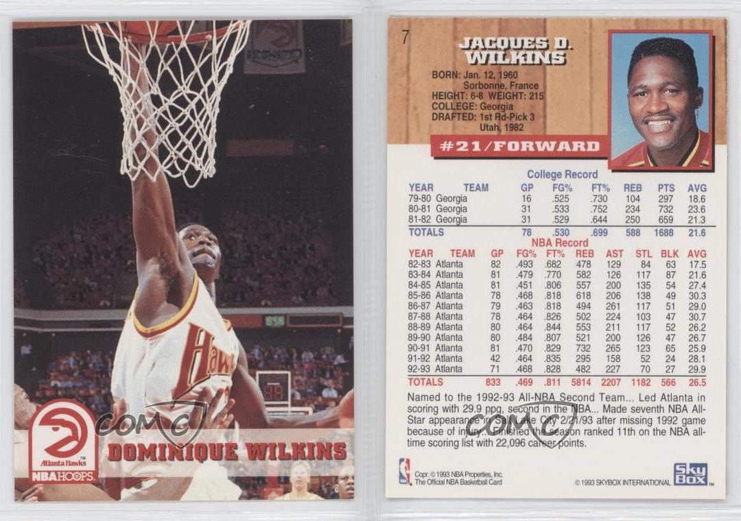1993-94 NBA Hoops #7 Dominique Wilkins Atlanta Hawks Basketball Card | eBay