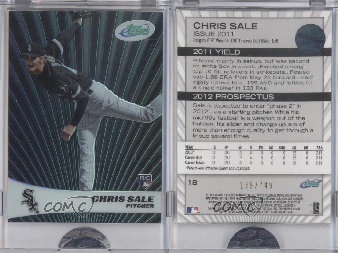 2011 eTopps /749 Chris Sale #18 Rookie RC - Picture 4 of 4