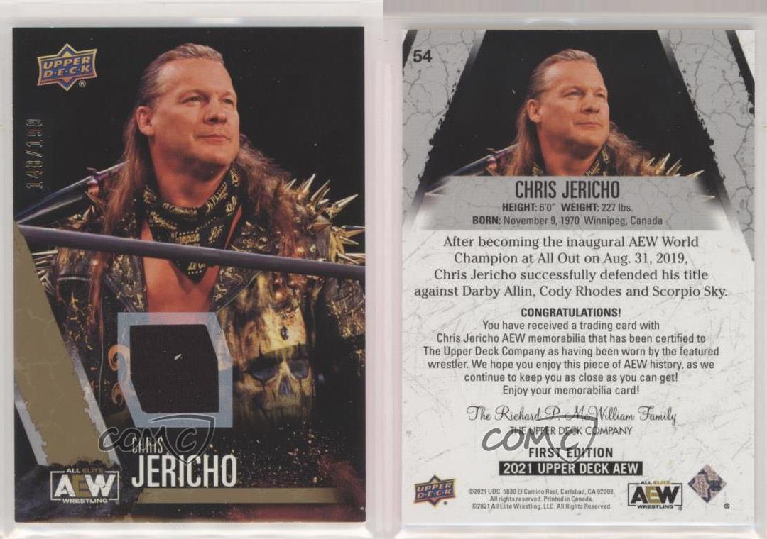 2021 Upper Deck AEW All Elite Wrestling Gold Memorabilia /199 Chris Jericho #54