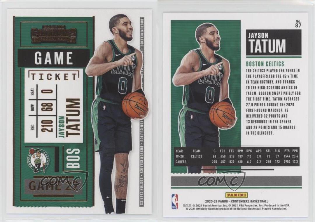 2020-21 Panini Contenders Season Ticket #87 Jayson Tatum Boston Celtics NBA  Basketball Trading Card