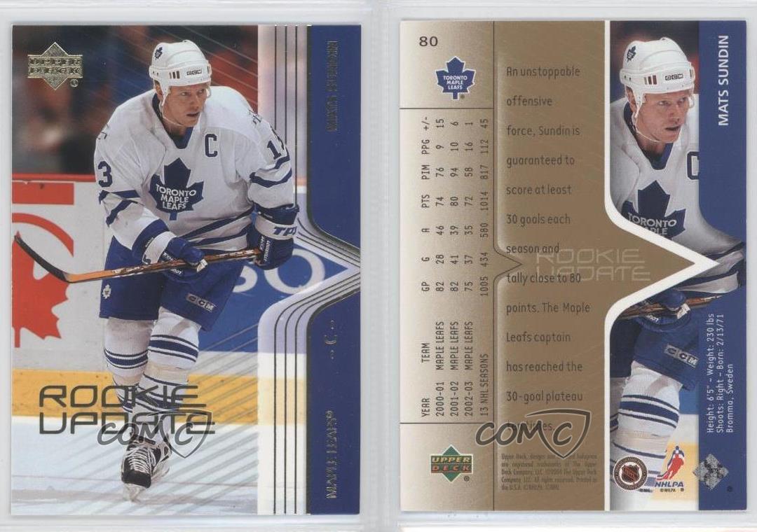 200304 Upper Deck Rookie Update 80 Mats Sundin Toronto Maple Leafs