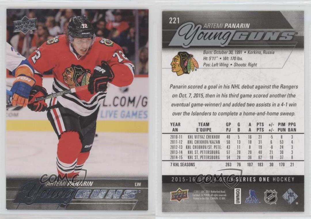 2015-16 Upper Deck Young Guns Artemi Panarin #221 Rookie RC