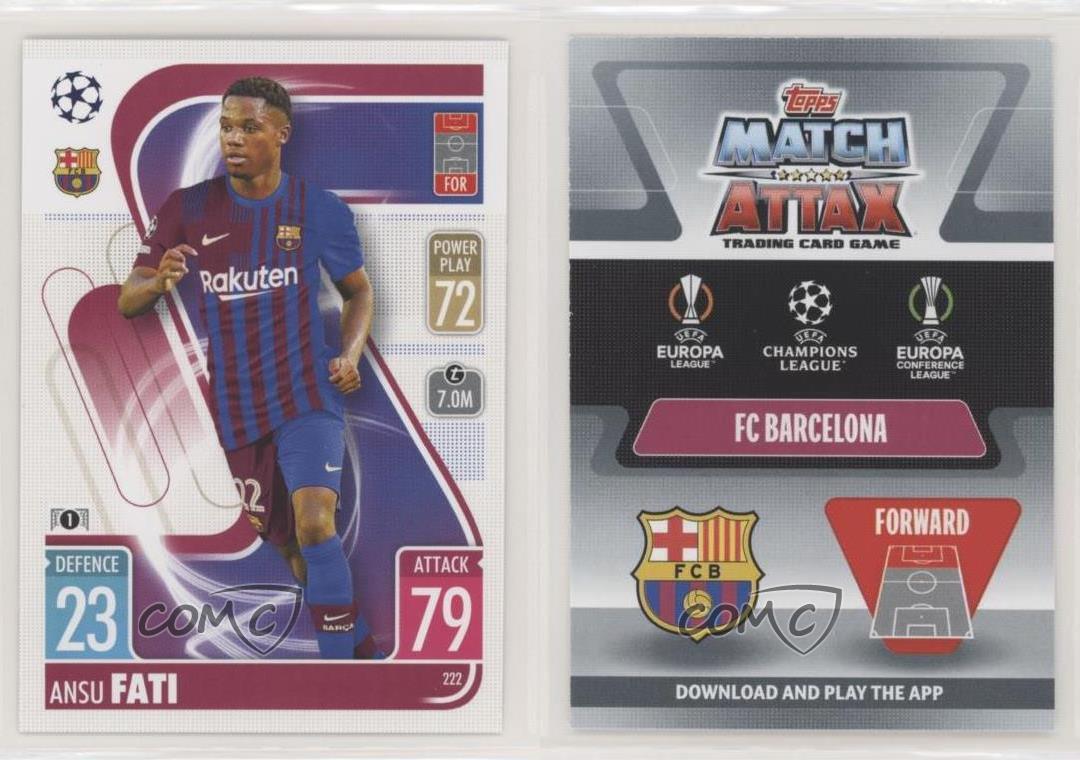 2021-22 Topps Match Attax UCL Ansu Fati #222 - Picture 4 of 4