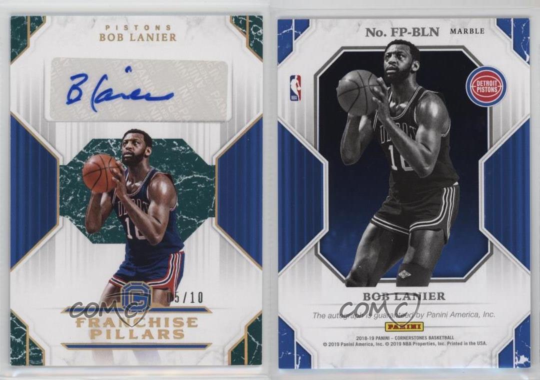 2018-19 Panini Cornerstones Franchise Pillars Marble/10 Bob Lanier Auto Salón de la fama - Imagen 3 de 3
