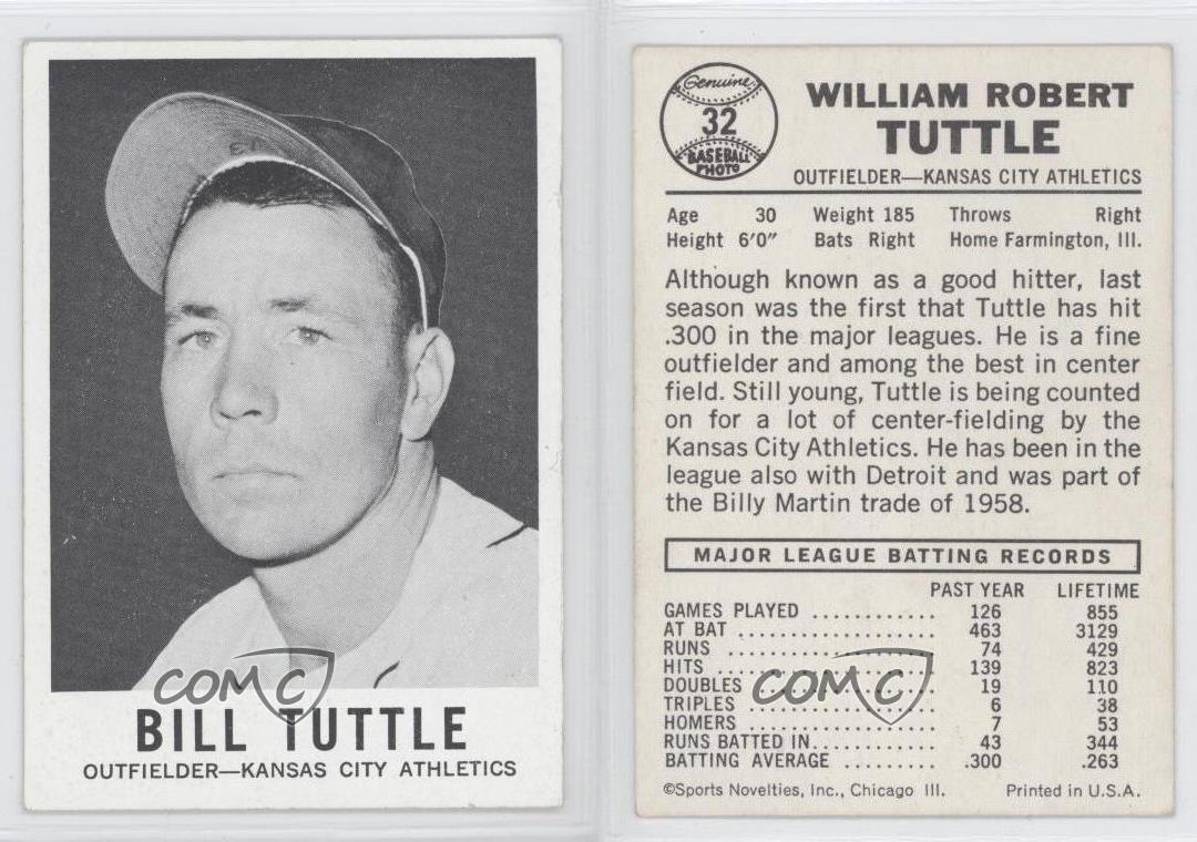 1960 Leaf 32 Bill Tuttle Kansas City Athletics Baseball Card eBay