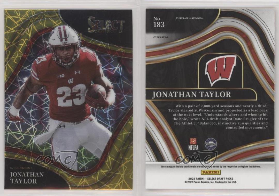 2022 Select Draft Picks JONATHAN TAYLOR #183 FIELD LEVEL GOLD LAZER PRIZM  Colts