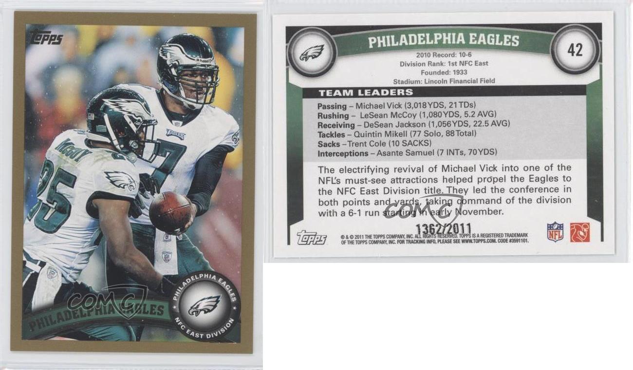 2011 Topps Gold 42 Philadelphia Eagles Team Football Card eBay