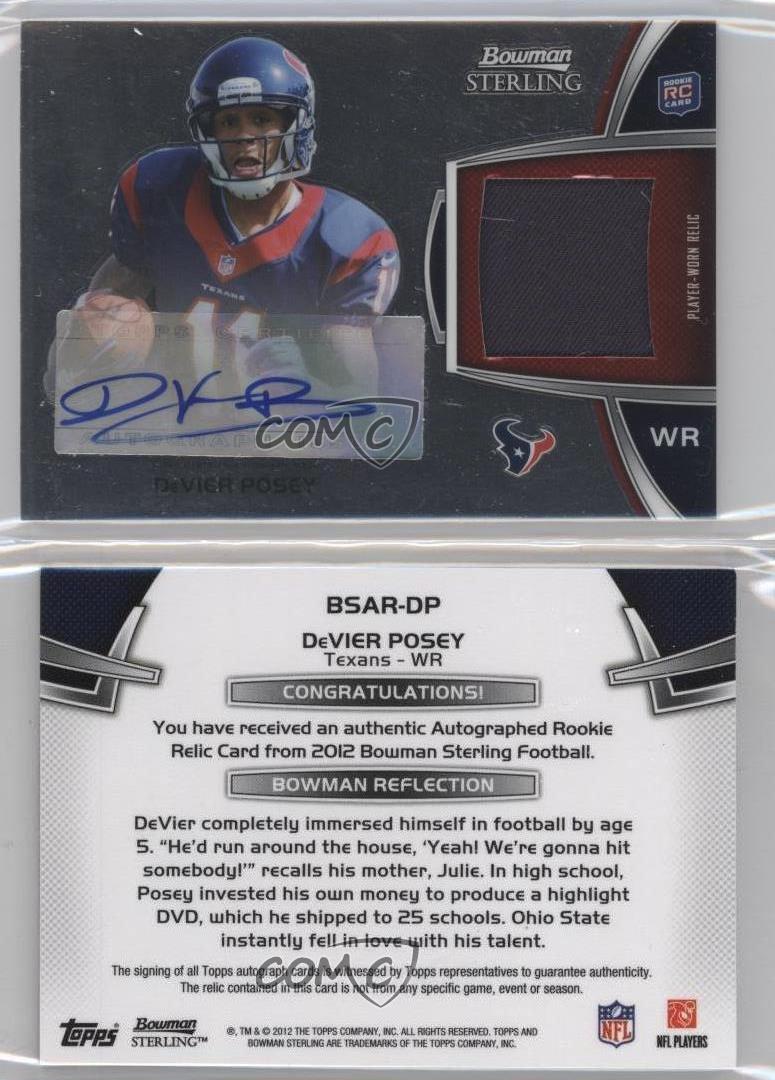 2012 Bowman Sterling Autograph Jersey DeVier Posey Rookie Texans #BSAR-DP