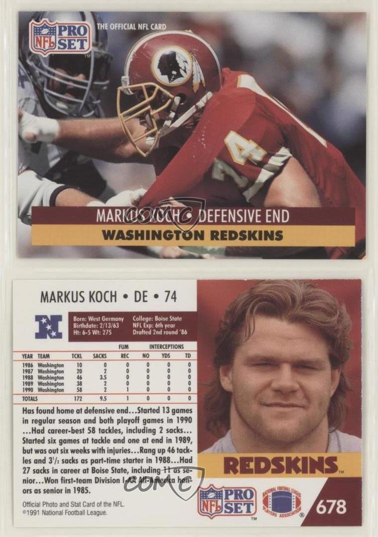 1991 Pro Set Markus Koch #678 Rookie RC | eBay