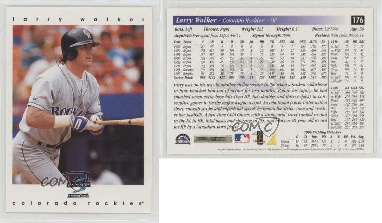  1997 Score Baseball Card #176 Larry Walker : Collectibles &  Fine Art