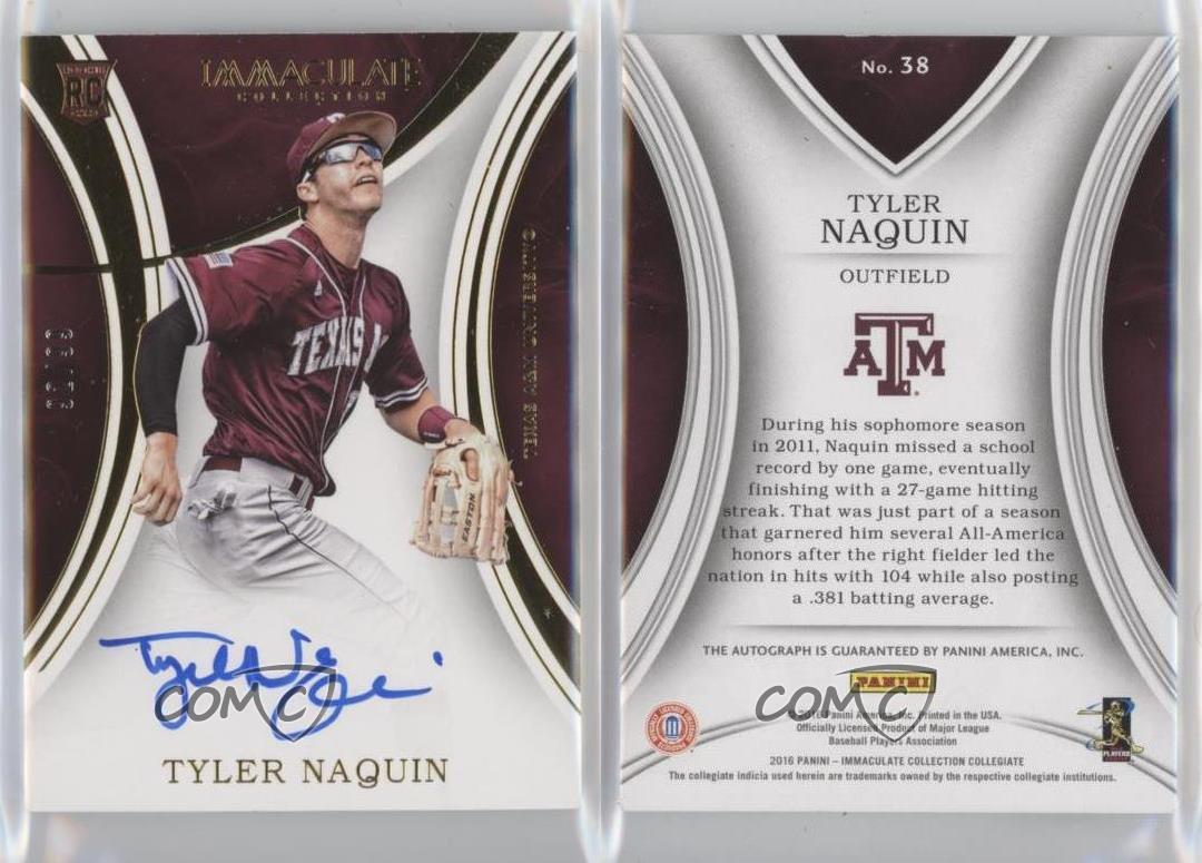 2016 Panini Immaculate Collegiate Signatures /99 Tyler Naquin #38 Rookie Auto RC - Picture 3 of 4