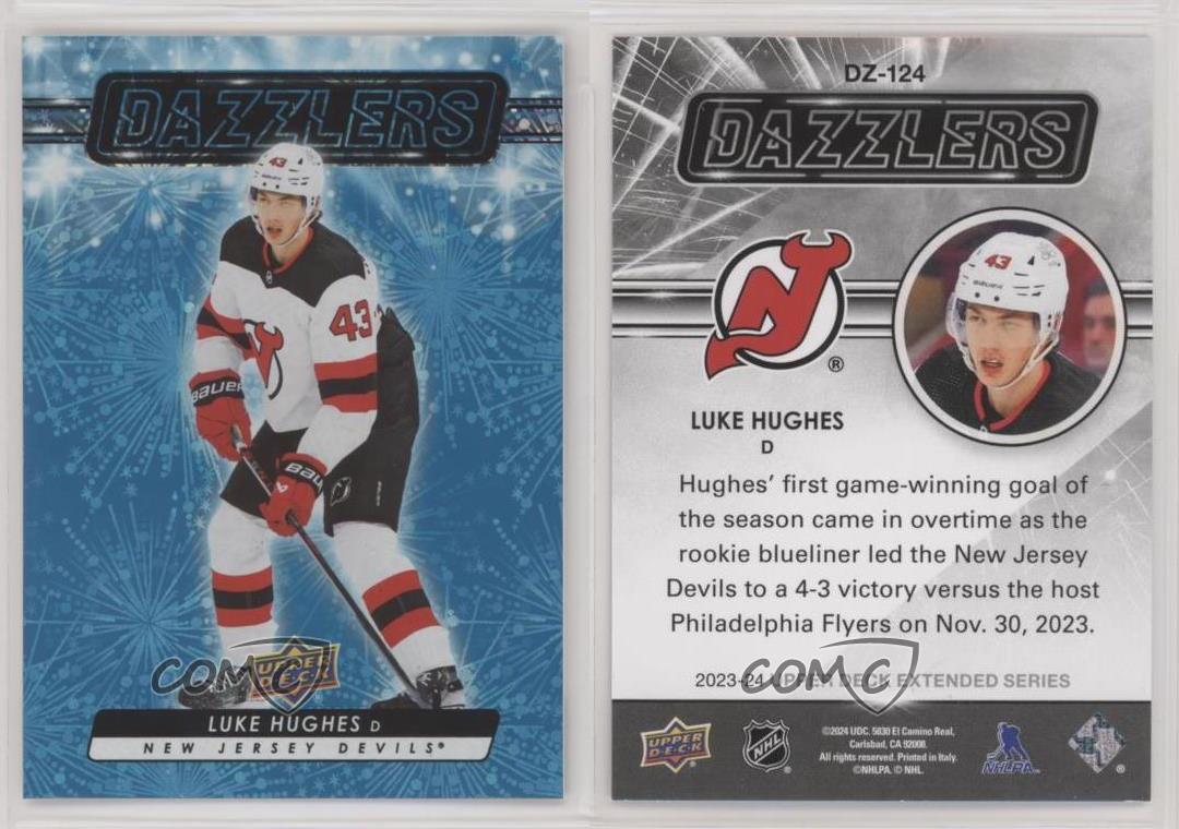 2023-24 Upper Deck Extended Series Dazzlers Blue Luke Hughes #DZ-124 Rookie RC