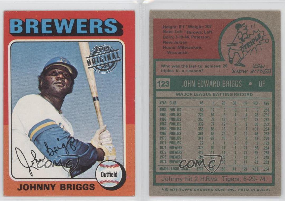 2015 Topps Originals Buybacks Johnny Briggs 1975-123 Card