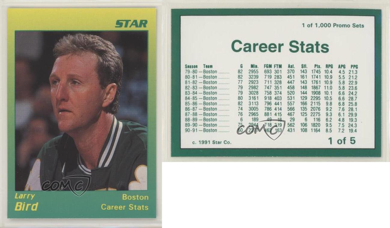 1991-92 Star Larry Bird Promo Set Green /1000 Larry Bird #1 HOF