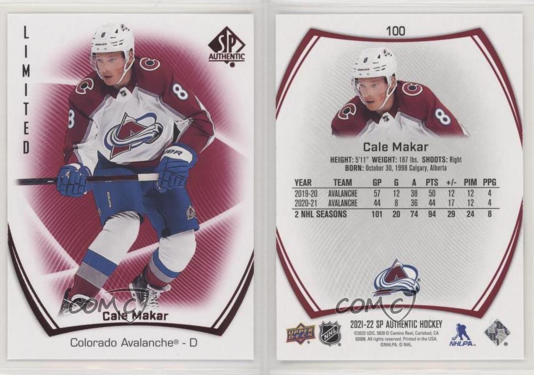  2021-22 SP Authentic Limited Red #100 Cale Makar