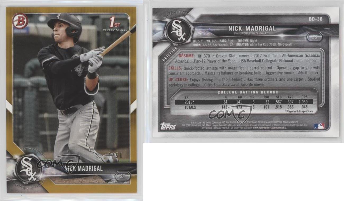 2018 Bowman Draft #BD-38 Nick Madrigal NM-MT White Sox